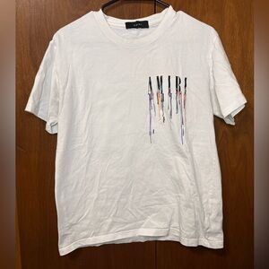 Make me a offer.. AMIRI White Short Sleeve Tee with Multicolor Drip Logo